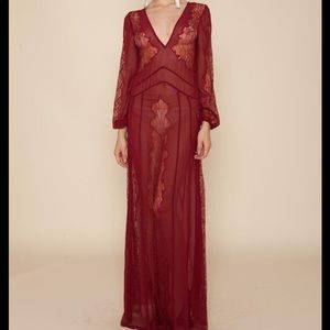 STONE COLD FOX VERMONT RED BURGUNDY DRESS  XS S